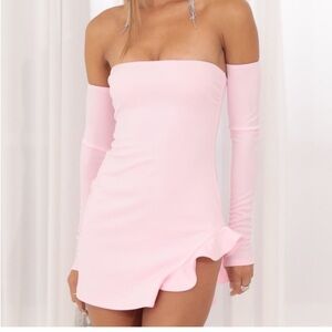 Lucy in the Sky Scuba Ruffle Dress in Pink
